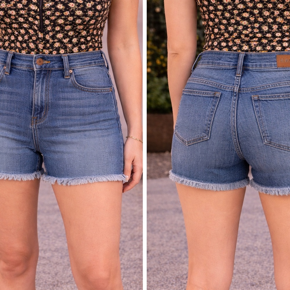Kut From The Kloth Gidget Fray Shorts Size 4 Denim